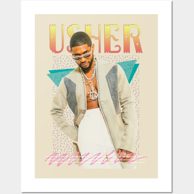 Usher Retro Aesthetic Fan Art Wall Art by Piomio